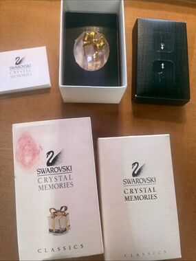 Swarovski Pink Crystal Present Box with Gold Bow Accent